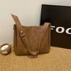 Bolsa de ombro tipo balde retrô Youzi para mulheres 2024 nova primavera estilo western textura moda simples bolsa de ombro para o dia a dia