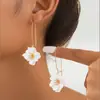 Moda Versátil de Moda Pendientes Largos Flor Dopamina Temperamento Estilo Ins Coreano Gama Alta Rojo Rosa