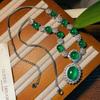 Collar de Diamantes Completos con Huevo de Calcedonia Verde Hielo Alto Natural Cadena de Noche Nicho de Lujo Ligero Nuevo Estilo