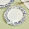 Plato de hueso europeo de lujo ligero transfronterizo para filete estilo occidental decoración Mesa de sala modelo plato plano de hueso de china casero de hortensias