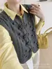 Chaleco de ganchillo de punto con cuello redondo para mujer, nuevo suéter chaleco sin mangas de primavera y otoño para capas, top versátil adelgazante