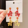 Pendientes Ankela Aguja de Plata Circonita Caballo Rojo para el Año del Caballo, Pendientes de Lujo Ligero de Gama Alta, Elegantes y Modernos Accesorios de Oreja para Mujer