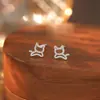 Pendientes Huecos de Gato de Plata Pura S999, Diseño Lindo de Animal, Estilo Coreano Simple, Pendientes Versátiles y Exquisitos para Mayorista