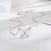 Nuevo Collar de Mariposa de Cristal Pendientes de Aguja de Plata 925 para Mujer Colgante de Vidrio Estéreo Exagerado Juego de Celebrante de Internet Venta al por Mayor