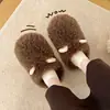 Invierno Nuevo Estilo Lindas de Moda para Mujer Pantuflas de Algodón Hogar Interior Cálidas Cómodas Simples Versátiles Pantuflas de Piel