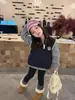 Conjunto engrosado para niñas, nueva colección otoño/invierno, chaleco con capucha de forro polar estilo coreano para bebé, ropa deportiva holgada para niños, invierno
