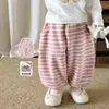 Ropa de Invierno para Niñas, Pantalones Forrados de Polar, Pantalones Jogger Casuales, Pantalones de Chándal Rayados para Niños, Pantalones Largos de Bebé Clase A