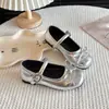 Sapatos Mary Jane Franceses para Meninas 2026 Primavera/Verão Novos Sapatos Pequenos de Couro para Crianças Maiores Sapatos Rasos de Princesa