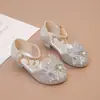 Sapatos de Princesa de Cristal Planos para Crianças Novo Modelo para Apresentações de Alunos do Ensino Fundamental Apresentador Sapatos Individuais Modelo Passarela Sapatos para Meninas