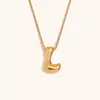 Collar de Diseño de Nicho de Moda Transfronterizo Ins Europeo y Americano Acero Inoxidable Chapado en Oro de 18 Quilates Collar con Letras de Burbuja de Alta Gama para Mujer