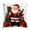 Funda de Almohada de Peluche con Dibujo de Muñeco de Nieve Impreso Decoración Navideña Funda de Cojín para Sofá Venta al por Mayor