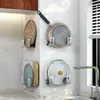 Daifa Cozinha Espessado Sem Furos Suporte para Tampa de Panela Placa de Aço Inoxidável Suporte de Armazenamento Montado na Parede Pendurado na Parede