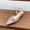 Sandalias Cerradas de Tacón Bajo Color Albaricoque con Lazo Estilo Chanel para Mujer, Nuevo Estilo Primavera/Verano 2026, Adecuadas para Combinar con Vestidos, Zapatos Planos de Punta Fina