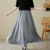 Saia de Cintura Elástica, Cor Sólida, Comprimento Médio, Corte A, Barra Larga, Elegante e na Moda, Emagrecimento e Alongamento da Figura, para Mulheres
