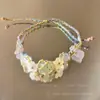 Guirnalda de Principios de Primavera Estilo Bosque Pulsera de Cristal Natural Nueva Pulsera Popular Pulsera de Malla Tejida Hecha a Mano