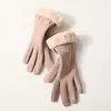 Luvas Térmicas Quentes de Outono e Inverno para Mulheres N702 Luvas para Tela de Toque com Acabamento em Pele Sintética de Coelho, Forradas com Fleece e Espessadas para Aquecimento
