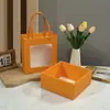 Bolsas de regalo transparentes con ventana, cajas de joyería de papel multicolor, juegos de regalo de muñeca y flores de cumpleaños