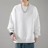 Moletom Preto Masculino Gola Redonda 500g Primavera/Outono, Marca da Moda, Forrado com Fleece, Blusa Casual de Caimento Solto