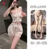Yesiyeser lencería sexy conjunto de dos piezas de camisola de encaje dulce francés ropa de casa uniforme de chica linda 9865