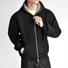 Jaqueta Curta Reversível Pied-de-Poule Masculina Outono Inverno Estilo Americano Pesada Rígida com Capuz Cardigan Moletom cleanfit