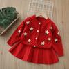 Cárdigan de Punto de Otoño e Invierno 2025 Nuevo Conjunto de Dos Piezas Ropa Exterior para Niña Conjunto de Suéter para Niña