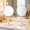 Espejo de doble cara, espejo de tocador redondo de mesa, espejo de tocador de alta definición giratorio 360 grados, espejo de belleza de escritorio para dormitorio y dormitorio