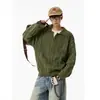 Suéter Tricô Verde Estilo Retrô Americano para Homens e Mulheres, Marca Tendência Outono e Inverno, Estilo Solto e Despojado, Jaqueta de Tricô para Casais