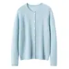 75% Cachemira 25% Seda de Morera Cárdigan de Cachemira con Cuello Redondo para Mujer Mujer 26 Otoño Invierno Nueva Moda Capa Base Ropa de Abrigo