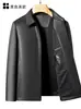 Chaqueta de Piel de Oveja para Hombre Haining con Cuello Solapa, Abrigo Casual de Negocios para Otoño e Invierno, Atuendo para Papá de Mediana Edad, Forro Polar para Calidez