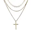 Set de 3 Collares de Clip de Papel de Círculo Asimétrico Collares Apilados de Múltiples Capas Transfronterizos Europeos y Americanos Joyería para Mujeres