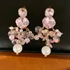 Brincos de Pérola Quadrados com Franjas Cravejados de Diamante Vintage Usados Brincos Retrô Joia de Orelha de Luxo Leve Fabricante de Fábrica