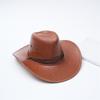 Chapéu de Sol Masculino de Verão Grande Chapéu de Cowboy Ocidental para Montaria Chapéu de Montaria Chapéu para Camping ao Ar Livre Chapéu de Couro Sintético
