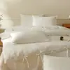 Juego de cuatro piezas estilo hotel Clase A 100% algodón sin teñir con amarre, juego de ropa de cama estilo casa de huéspedes de algodón puro blanco sin teñir con jacquard simple