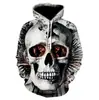 Nova Tendência Transfronteiriça temu Caveira Impressão Digital 3D Casual Moletom com Capuz Moletom Masculino