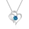 Collar de Plata de Ley S925 con Doble Capa en Forma de Corazón Incrustado con Diamantes de Amazon, Transfronterizo Europeo y Americano, para Mujer, con Doce Piedras de Nacimiento, Cadena Versátil para Clavícula