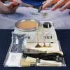 Kit de Herramientas para Batik Set Material Temperatura Constante Derretidor de Cera Horno Derretidor de Cera Cuchillo de Batik en Forma de Abanico Cera de Abejas Cera Mezclada