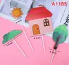 Decoração de bolo Casa com cerca Cogumelo conjunto inserção de cartão Carro de desenho animado Menino Menina Bolo de aniversário Plug-in