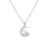 Moda Transfronteriza Europea y Americana Exquisito Brillante Full Diamante Corazón Estrella Menguante Colgante Collar de Acero de Titanio para Mujer Versátil Estilo de Lujo Ligero