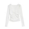Camiseta de Malla Transparente con Cuello en V, Manga Larga Ajustada para Mujer, Nueva Llegada Primavera 2025, Suéter Delgado, Top Cruzado Base Adelgazante