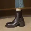 Suaves y cómodas de llevar, populares botas elásticas de plataforma con tacón grueso, botas adelgazantes, botines versátiles de calidad nuevos para ir al trabajo