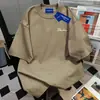 Camiseta de algodón 100% puro con estampado de letras simple para uso diario, cuello redondo, manga corta para mujer, top casual versátil de verano para pareja, estilo ins para hombre