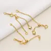 Accesorios de joyería DIY chapados en oro de 18k con retención de color, cierre de langosta ajustable, cadena de extensión, pieza de conexión, hebilla redonda, cadena de acabado para pulsera