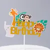 Decoraciones de Pastel de Verano para Niña Bebida Verde Fresca Tema Selva Tropical Tarjeta de Fiesta de Cumpleaños