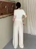 Calça Casual Ampla Yinuo Plus Size Acetato Toque Fresco Fluida 2026 Verão Novo Leve Estilo Nacional Pingente Perna Larga 264982