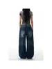 Jeans retro azul americano bordados con dobladillo curvo AGU para mujer, nuevo diseño de primavera, pantalones anchos holgados y adelgazantes