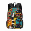 Mochila Nueva para Estudiantes Temu Amazon 16 pulgadas Monstruo de Dibujos Animados Estilo Graffiti Impresión Gran Capacidad Reducción de Peso Fabricante