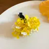 Pinza para el pelo de flor de ganso color amarillo pastoral francés, Pinza de pico de pato de nicho moderna y elegante, Accesorio para el pelo dulce estilo vacacional para fotos