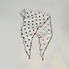 Novo Estilo Artístico de Primavera e Verão Cachecol Triângulo de Algodão Puro Xale Listrado Retrô com Bolinhas Lenço de Cabeça Fashion Versátil Faixa de Cabelo