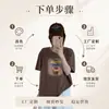 Camisa Versátil de Algodón Bambú Suelta para Mujer, Cuello Redondo, Manga Corta, Estampado de Copos de Nieve, Directo de Fábrica, Envío Directo de Fábrica, Dropshipping de Una Pieza