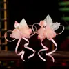 Super Fada Doce Rosa Primavera Anti-Gravidade Fita Estilo Antigo Flor de Seda Prensada a Quente Rosa Begônia Grampo de Cabelo Hanfu Acessório de Cabelo